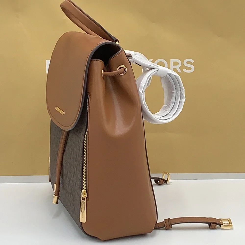 MICHAEL KORS PHOEBE MEDIUM DRAWSTRING BACKPACK BROWN SIGNATURE COLOR
